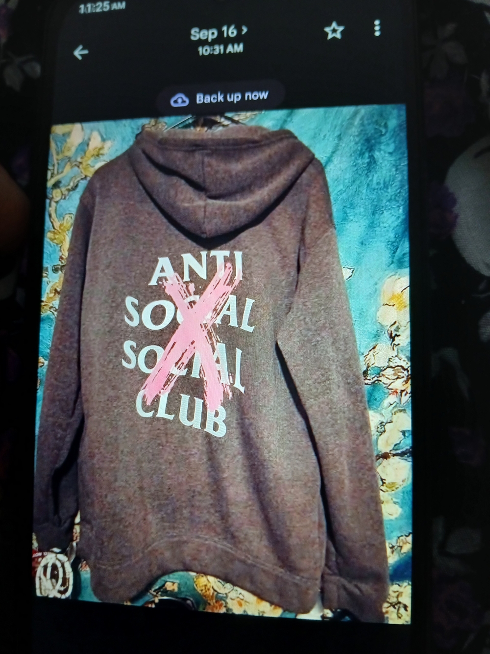 Women's Hooded Knit Sweater in Heather Brown with Pink Graphic